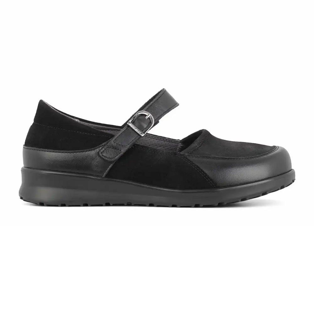 New Feet Ballerinaskor Svart med kardborreband från sidan