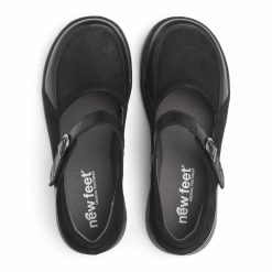 New Feet Ballerinaskor Svart med kardborreband ovanifrån