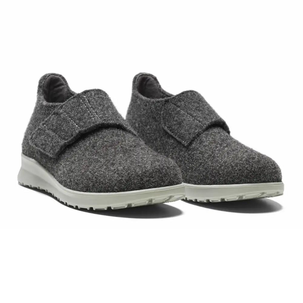 New Feet Damtofflor Grå med kardborreband