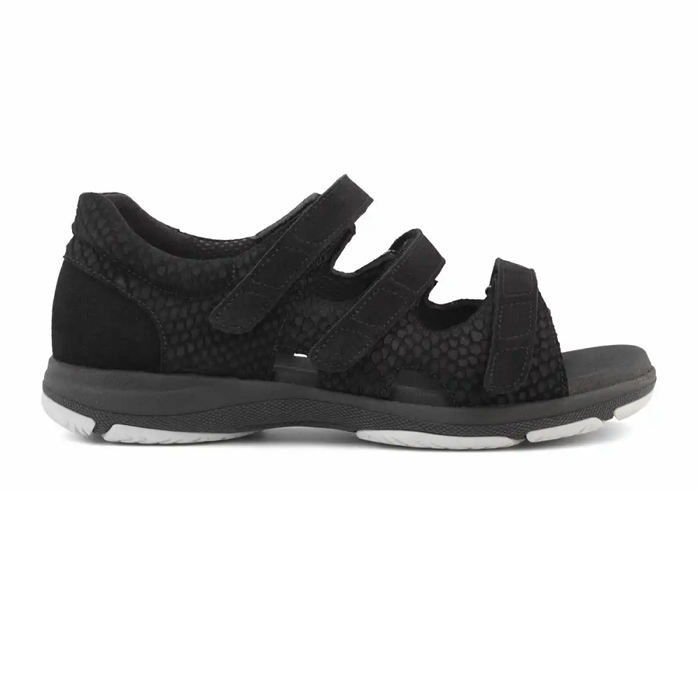 New Feet Sandaler Svart med tre kardborreremmar från sidan
