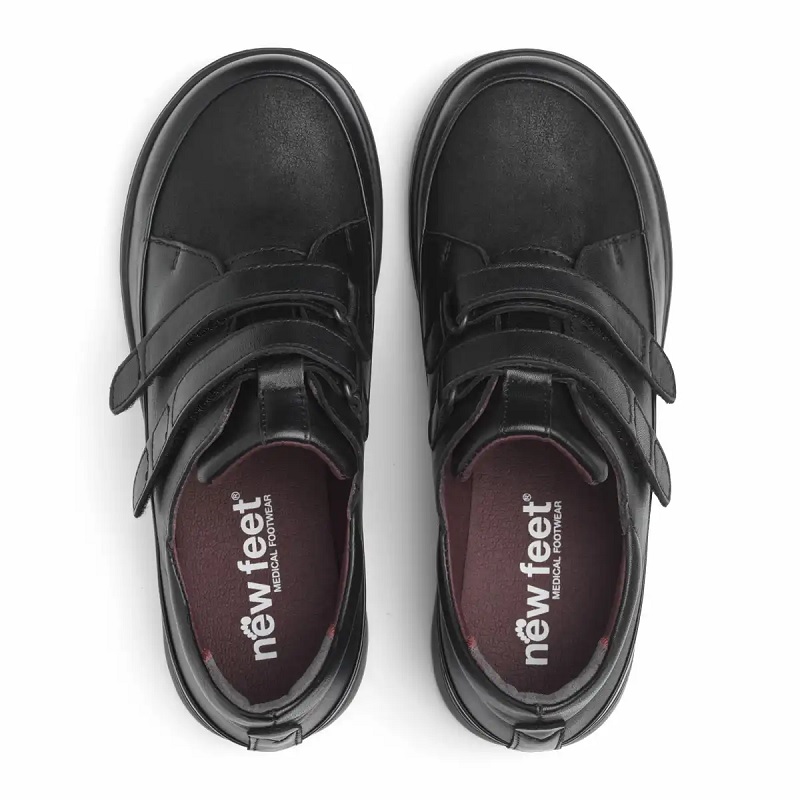 New Feet Lågskor Svart med kardborreband ovanifrån