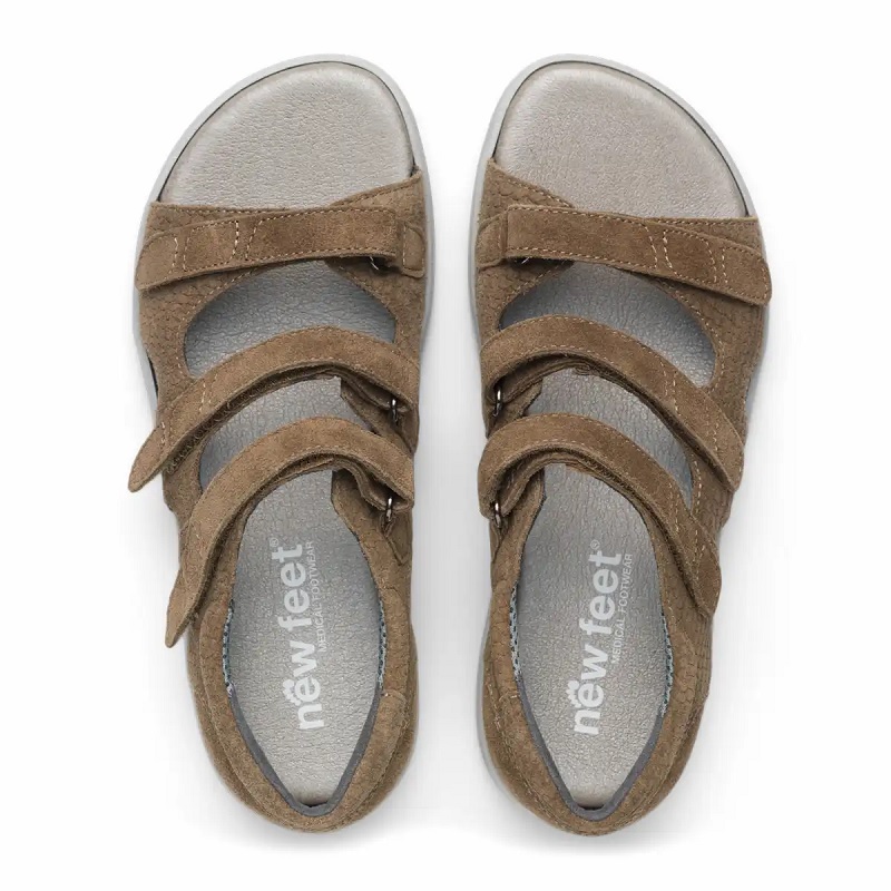 New Feet Sandal Sand med tre kardborreremmar ovanifrån