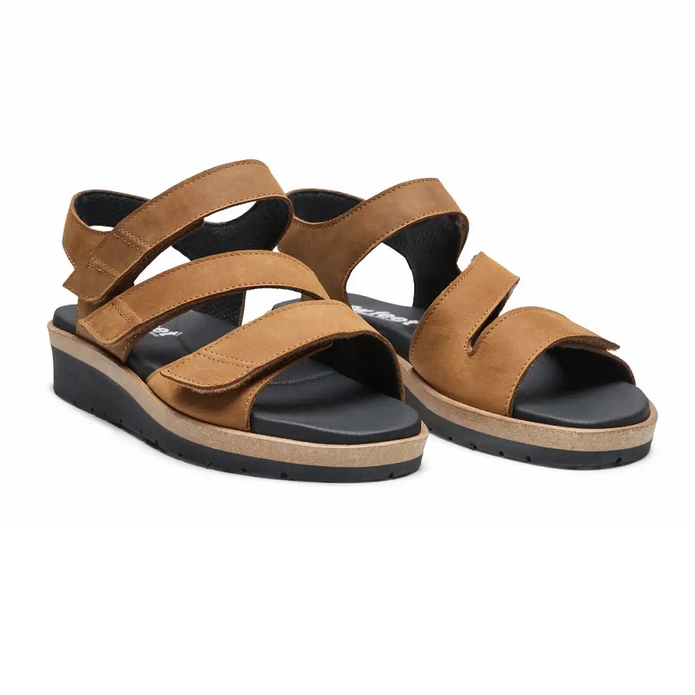 New Feet Sandaler Bruna med tre justerbara kardborreband