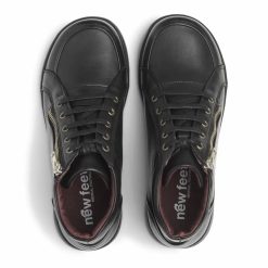 New Feet Damkängor Orthstretch Svarta med dragkedja ovanifrån