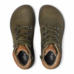 New Feet Sportiga Kängor Olivfärgade med snörning & dragkedja ovanifråmn