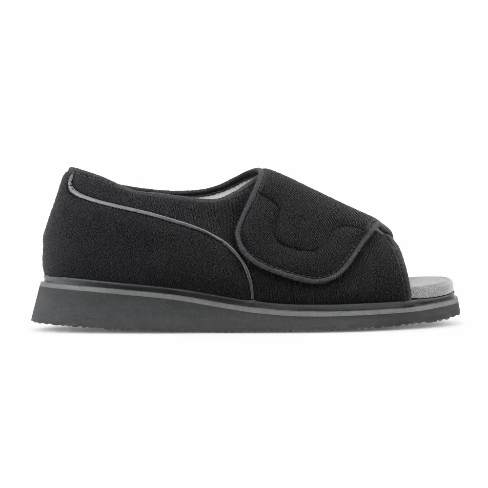New Feet Textilsandal Svart med hälkappa från sidan