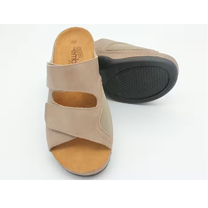 Embla Damsandal Ergoflex Beige med elastisk insida framifrån