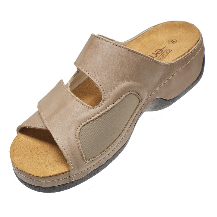 Embla Damsandal Ergoflex Beige med elastisk insida från insidan