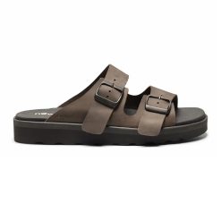 New Feet Herrtofflor Brun med två spännen från sidan