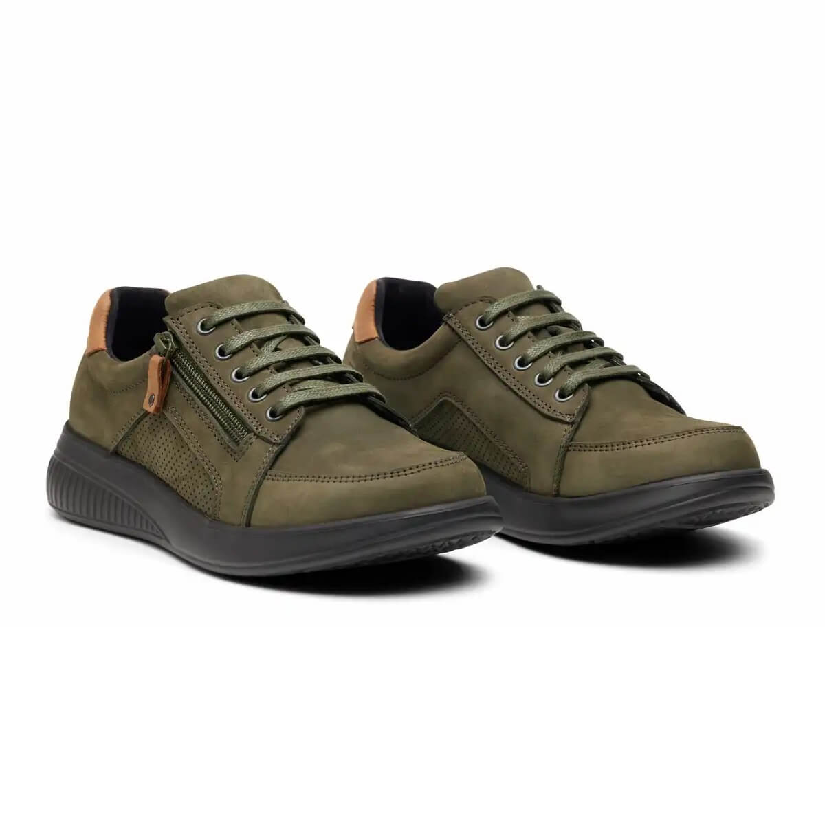 New Feet Snörsko Grön med dragkedja