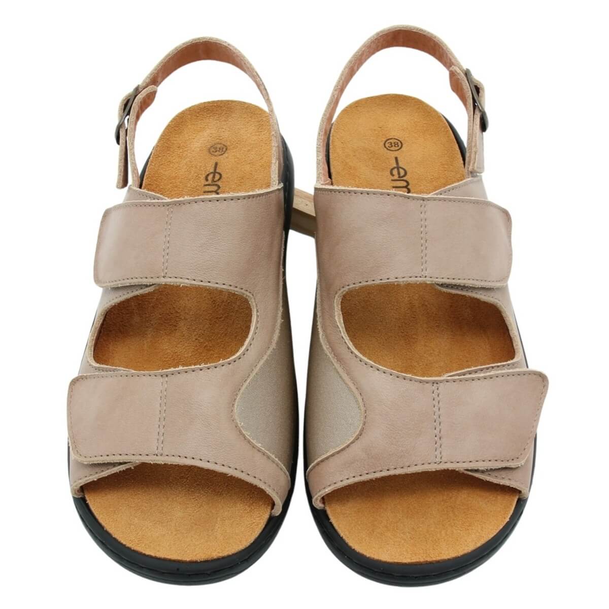 Embla Damsandal Beige med elastisk insida och hälrem - Ergoflex ovanifrån